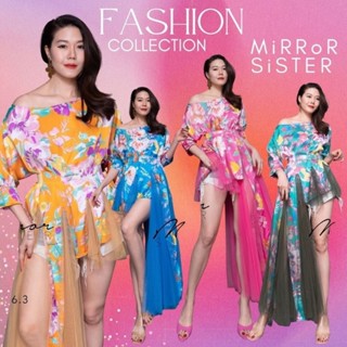 🔖ป้าย Mirrorsister​ 30406.3 เสื้อลายดอกสีสันสวยโดนใจ ชายข้างยาวต่อผ้ามุ้งสุดเก๋