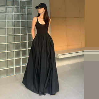 D6512 พร้อมส่ง Minimal Black Dress เดรสยาว เดรสสีดำ เดรสมินิมอล