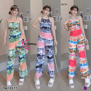 18577 Set 2 ชิ้น เสื้อสายเดี่ยวคล้องคอ โบว์หลัง + กางเกงขากระบอก Set tank top, halter neck, back bow + trousers