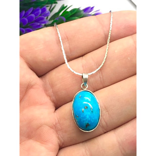 1Pc Natural Turquoise Necklace Pendant Real Turquoise Dark Blue Turquoise Natural Turquoise 925 silver