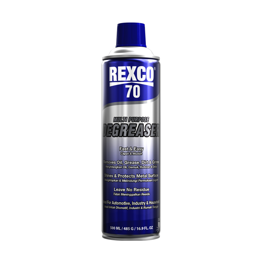 REXCO 70 MULTI PURPOSE DEGREASER 500 ML/ 485 G/ 16.9 fl OZ สเปรยขจัดน้ำมันและจารบี (น้ำมันล้างห้องเค