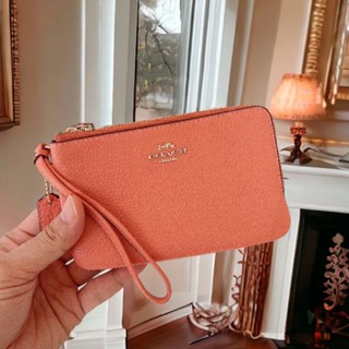 คล้องมือ 2s (2ซิปsize s)DOUBLE CORNER ZIP WALLET IN SIGNATURE 
COATED CANVAS COACH 6649