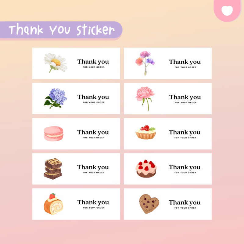 พร้อมส่ง สติกเกอร์ขอบคุณ มี 10 ลาย ( 1 ลาย / มี 20 ดวง )