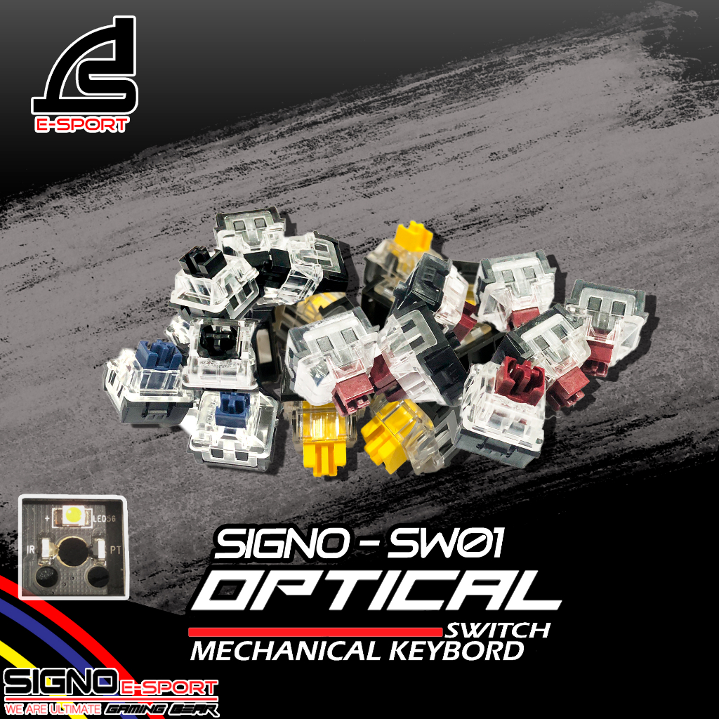 ปุ่มสวิตซ์ SIGNO SW-01 BLUE/RED/BLACK/YELLOW OPTICAL SWITCH 10ชิ้น