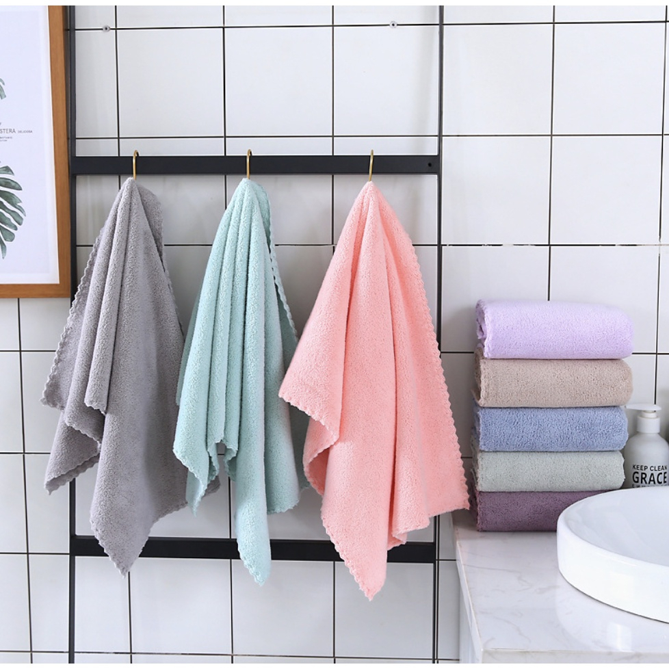 MJP-01 【ขนาด 35x75 ซม】ผ้าเช็ดตัว ขนเป็ด ผ้าขนหนู เช็ดหน้า เช็ดผม ไม่ใช่ผืนใหญ่ สีพื้น พกพาสะดวก