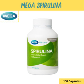 MEGA We care เมก้าวีแคร์ SPIRULINA 100 s สาหร่ายสไปรูไลน่า 500 มิลลิกรัม ผลิตภัณฑ์เสริมอาหาร 100 เม็ด