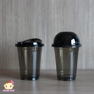 [FC16B-0100] แก้ว PET 16oz รุ่น FC16 สีดำ (มาใหม่) ปากกว้าง 98 มม. บรรจุ 100 ใบ (มีตัวเลือกฝาด้านใน)