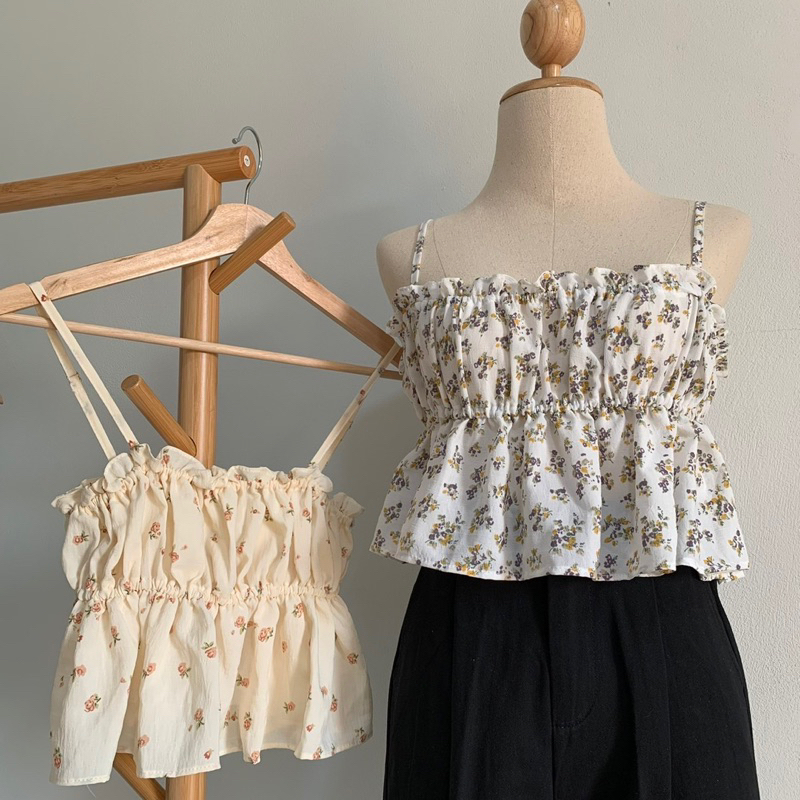 ‼️SALE‼️NUSA STLYE เสื้อสายเดี่ยว ลายดอก จั้มอก สายปรับได้ เสื้อผ้าผู้หญิง