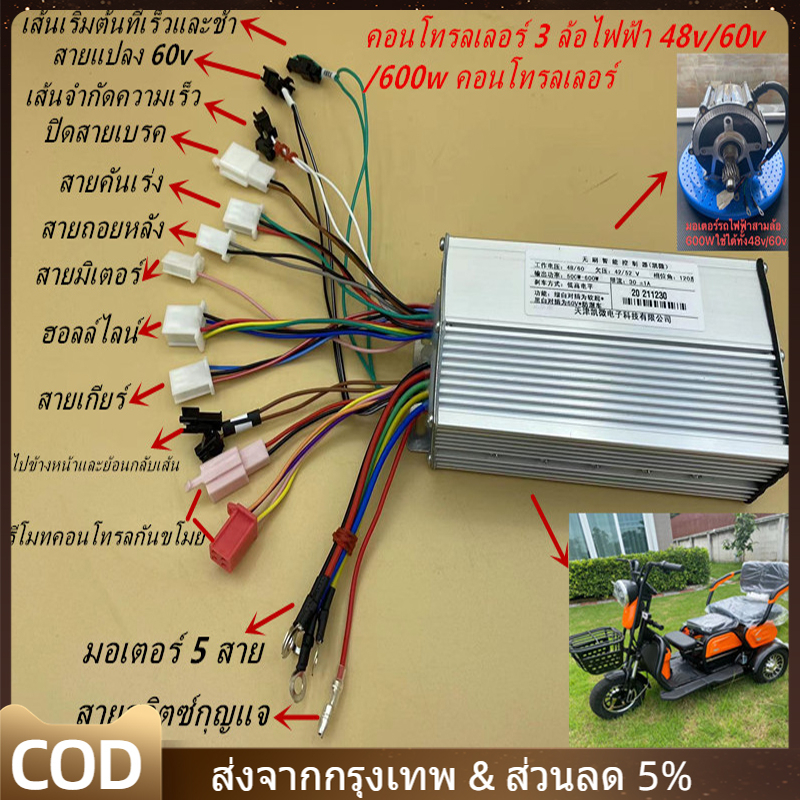 กล่องควบคุมจักรยานไฟฟ้า 36V/48V 350W/600W (แปลงปลั๊กแล้ว)