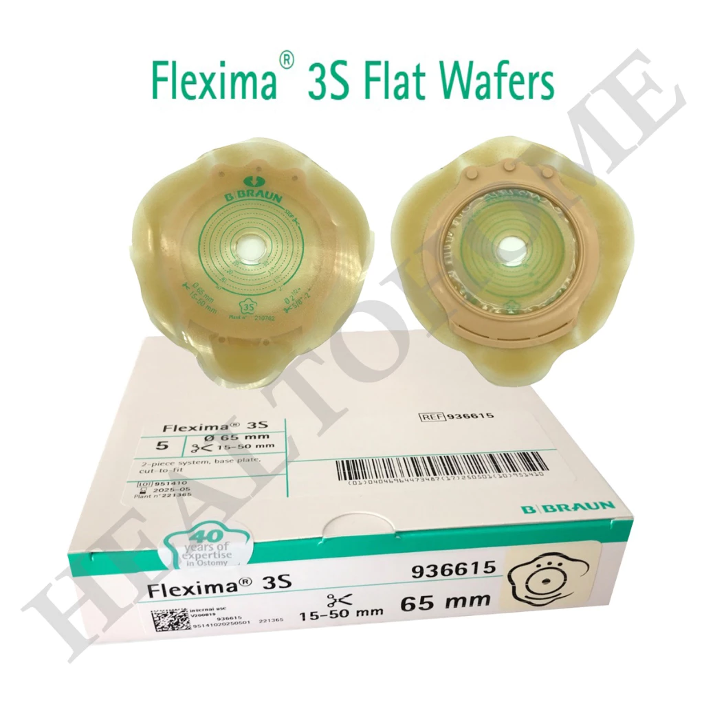B Braun Flexima 3S Baseplate Ostomy Wafer แป้นสำหรับติดถุงอุจจาระ/ถุงปัสสาวะหน้าท้อง ขนาด 55, 65 มม.(เฉพาะแป้น) (1 แป้น)