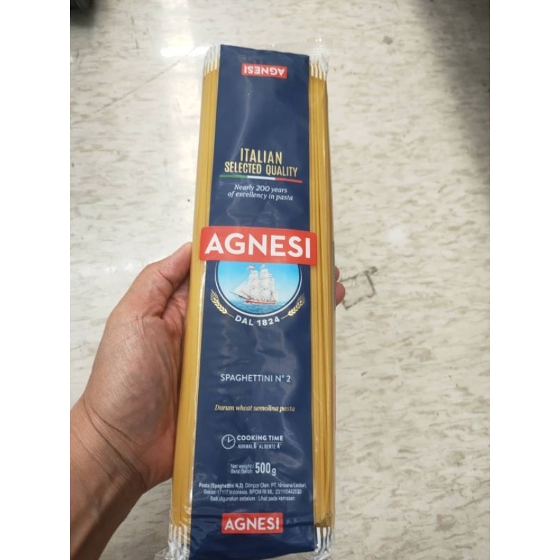 Agnesi Spaghetti no.2พาสต้าเส้นกลม 500 กรัม ราคาสุดฟิน