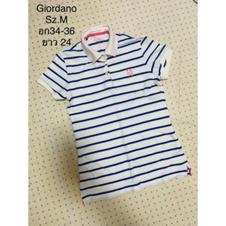 GIORDANO เสื้อโปโล Sz.M ผ้านิ่ม ของใหม่ ใส่แบบยกปกขึ้นน่ารักมากค่ะ