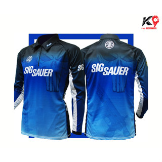 เสื้อยิงปืนแขนยาว K9-07 : SIG SAUER White-Blue