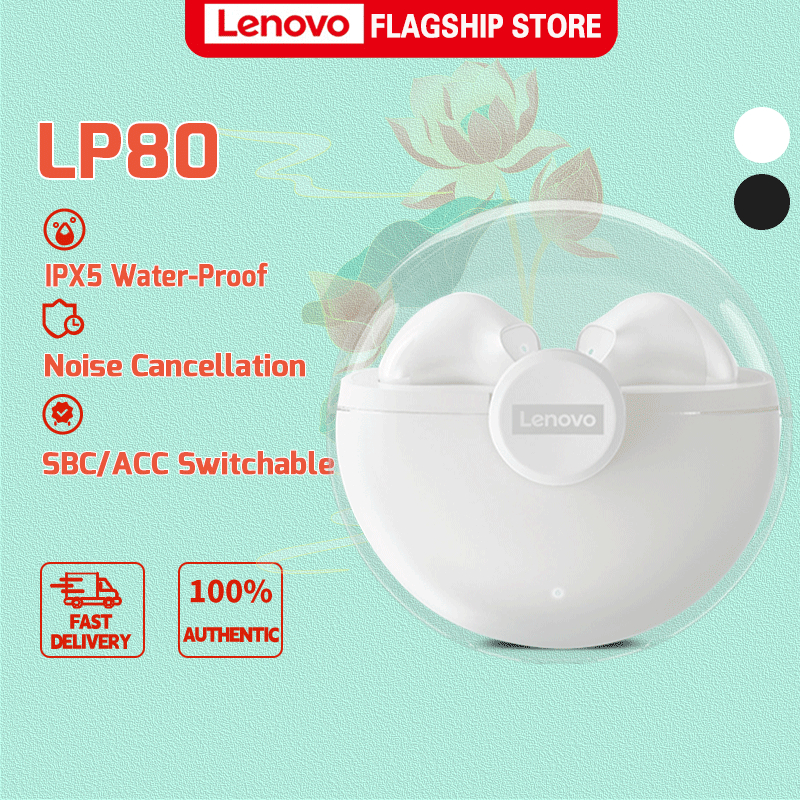 ชุดหูฟัง Lenovo LP80: หูฟังเกมกีฬาลดเสียงรบกวน, เสียงคมชัด HD, พร้อมไมโครโฟนสำหรับการสื่อสารที่ชัดเจน