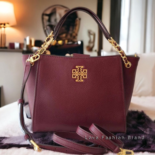 👑ผ่อน0%~แท้100%👑82303 กระเป๋าสะพาย Tory burch britten mini tote  สีแดง Claret