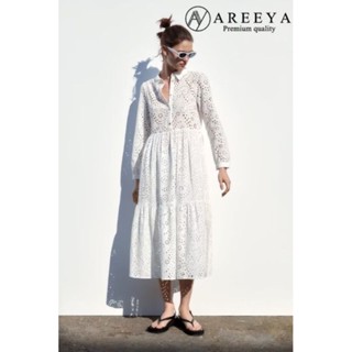 White lace long sleeve maxi dress 🪴areeya W1004