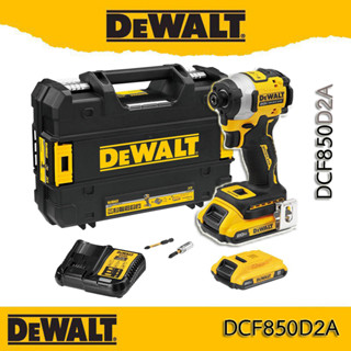 Dewalt ไขควงกระแทกไร้สาย ไร้แปรงถ่าน 20V Max Atomic พร้อมแบตเตอรี่ 2.0Ah และดอกไขควง รุ่น DCF850D2A-B1