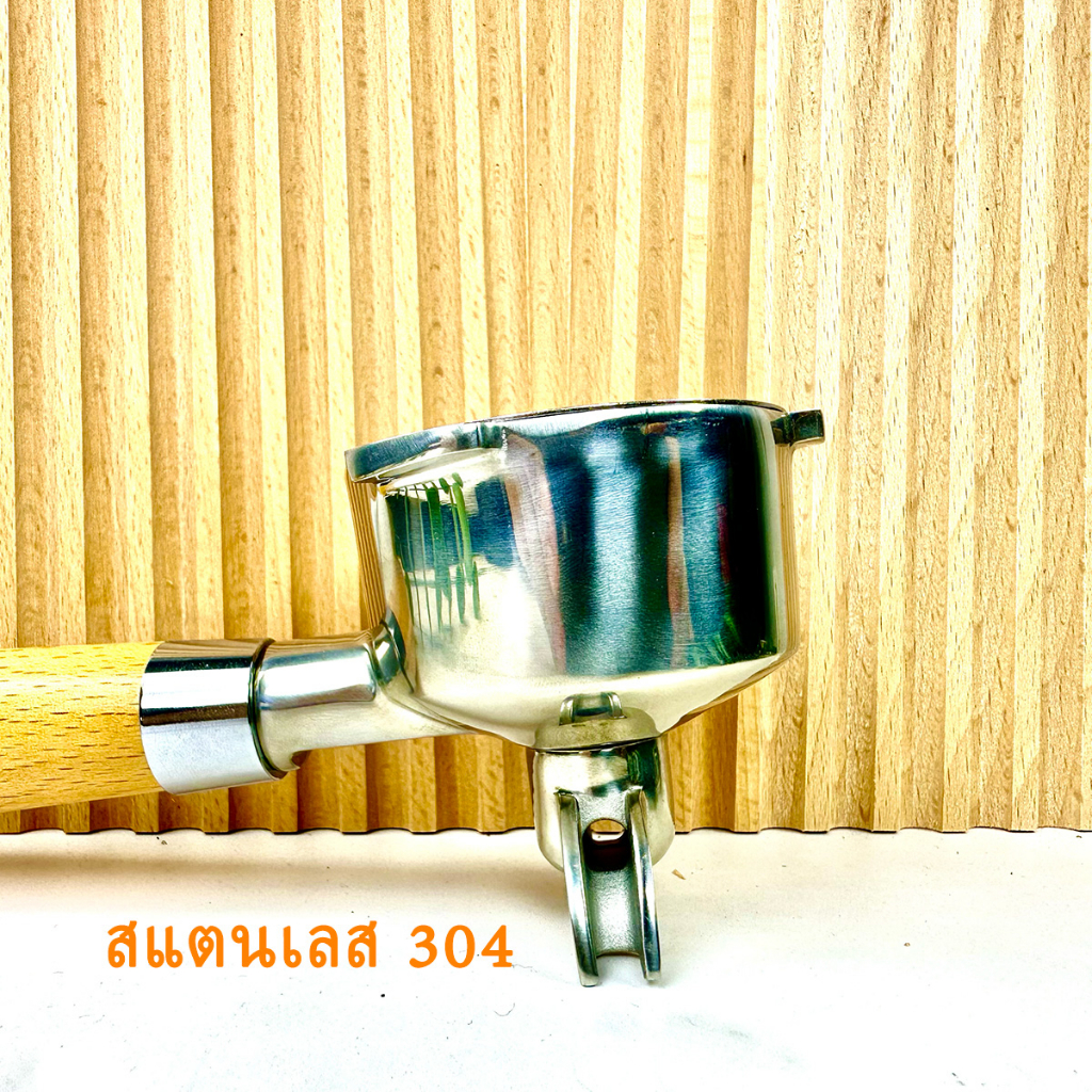 พร้อมส่ง｜ ด้ามจับไม้ ไม่มีฐานกรอง ขนาด 51 มม Portafilter stainless ช้อนกาแฟสเตนเลส ด้ามชงกาแฟ ทางน้ำไหล 1/2 ทาง ด้ามชงกา - รูปที่ 7