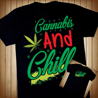 เสื้อยืดคอกลม คอกลม คอกลม คอกลม คอกลม 420 สีเขียว - CANNABIS AND CHILL M03