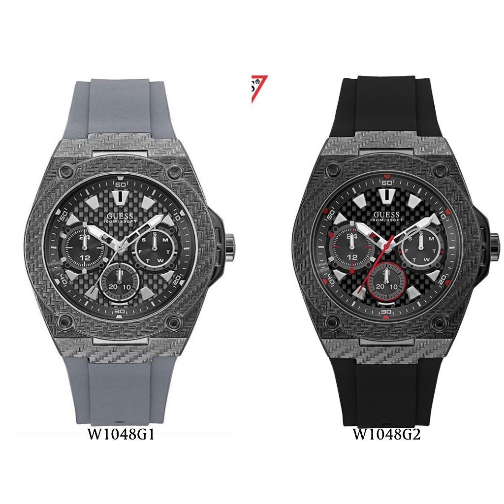 F.A Guess ของแท้100% นาฬิกา ผู้ชาย W1048G1 W1048G2 ขนาด:46มม คาร์บอนไฟเบอร์หัวรถจักรการออกแบบลวดลายผู้ชายนาฬิกาแบรนด์เ