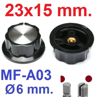 ลูกบิด MF-A03 Diameter 23x15 mm. bakelite knob copper core 6 mm. for rotary encoder potentiometer volume control