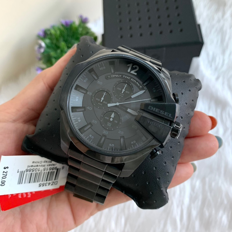 [[พร้อมส่ง📦แท้💯%]] Diesel Men’s Mega Chief Chronograph Black Stainless Steel Watch dz4355