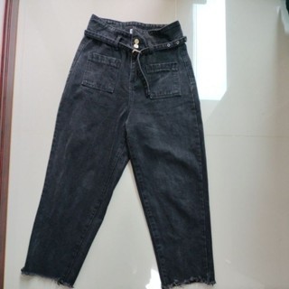 งานป้ายNiyom jeans(นิยมยีนส์) XLสีดำฟอกมือ2(แค่ลอง)ผ้าดีทรงเทห์