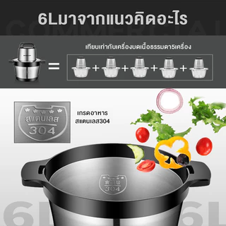 Biaowang เครื่องปั่น เครื่องบดเนื้อ ความจุขนาดใหญ่ 6L สีแดง/สีดำ 1000W