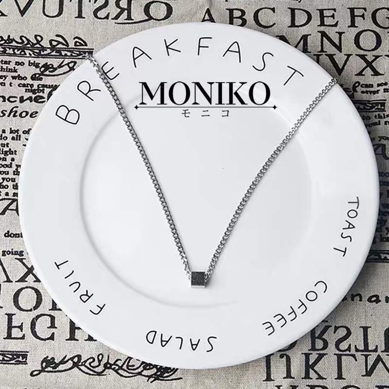 MONIKO สร้อยคอโซ่ จี้ีรูปสี่เหลี่ยมจัตุรัส เครื่องประดับแฟชั่น สําหรับผู้ชายผู้หญิง - รูปที่ 5