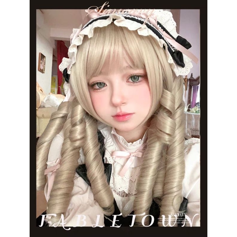 พรีออเดอร์​ 30​ วัน วิก​lolita​ร้าน​ Sinway​ วิกลอนสไตล์​ตุ๊กตาสีบลอนด์​ทอง​, สีชมพู​ ลอนหนาน่ารักมาก ยาว​ 45​ cm​