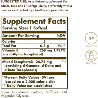 พร้อมส่ง!! Solgar, Naturally Sourced Vitamin E, 268 mg (400 IU), 250 Softgels วิตามินอี