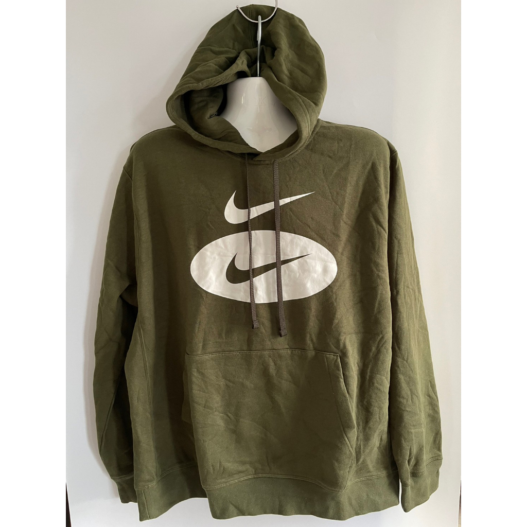 เสื้อกันหนาวมีฮูด Nike screen logo สีเขียวขี้ม้า ของแท้ 100%