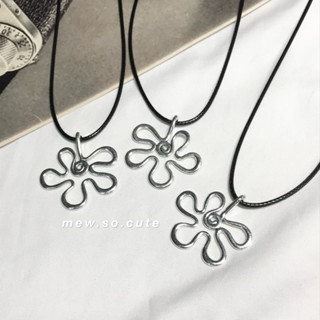 ส่งจากไทย !silver flower สร้อยดอกไม้สีเงิน สร้อยคอวินเทจ แฟรี่ Y2K