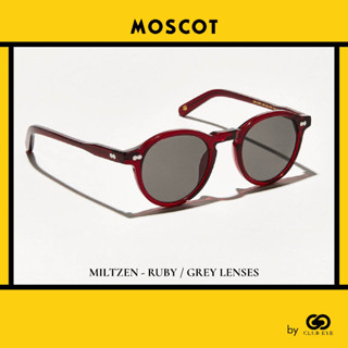 MOSCOT แว่นกันแดด มอสคอต รุ่น MILTZEN สีกรอบ RUBY สีเลนส์ GREY ไซซ์ 49 ของแท้ มีประกัน
