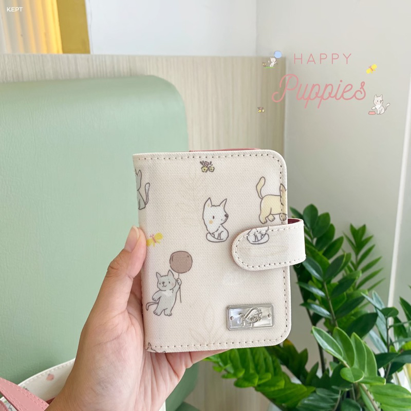 [Card Holder] กระเป๋าบัตรลายHappy Puppy (ชมพูอ่อน)