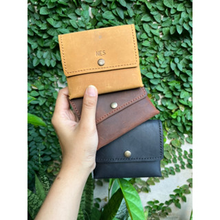 mini wallet กระเป๋าแบบพับแบงค์ หนังวัวแท้ ตอกชื่อฟรี