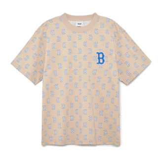 พร้อมส่ง MLB Classic Monogram Pattern Print T-Shirt เสื้อยืดสีเบจ logo NY 🤎💙 &amp; สีดำ logo NY 🤍🖤