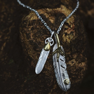 925 sterling silver 𝐆𝐨𝐫𝐨カ Seiko Eagle Claw Feather สร้อยคอจี้ All-match สำหรับผู้ชายและผู้หญิง