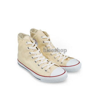 รองเท้าผ้าใบ Converse All Star Hi Natural สีครีม/ขลิบแดงแบรนด์แท้shop 100% พร้อมกล่อง ป้ายครบ