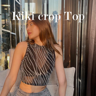 Renna | kiki crop top🎳 เสื้อซีทรูครอปแขนกุด ลายกลิตเตอร์✨🤍 (💿พร้อมส่ง)