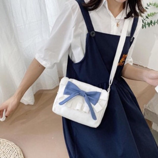 กระเป๋าผ้าสะพายข้าง หูโบว์ Bow shoulder bag กระเป๋าผ้าสะพายข้าง ลดโลกร้อน