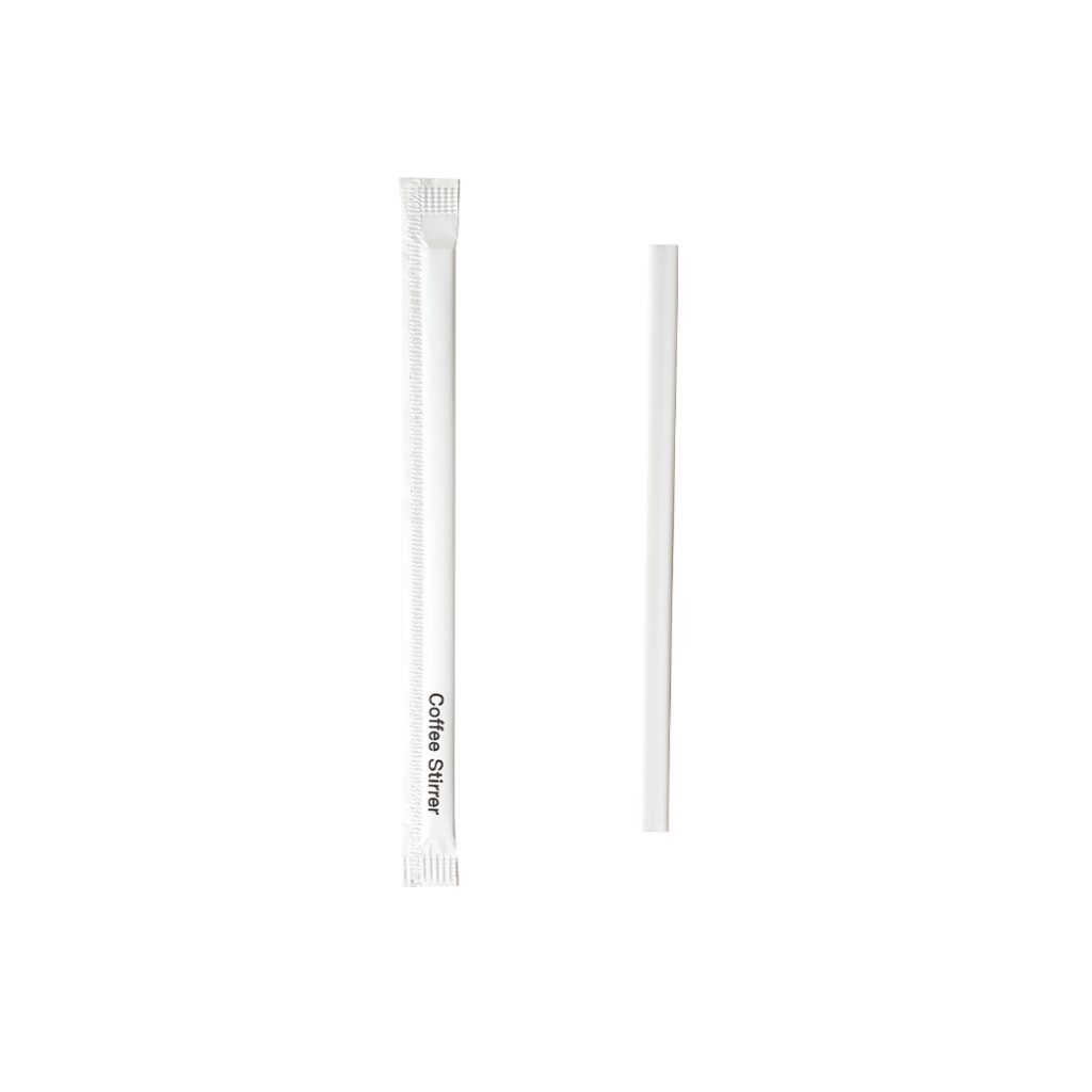 SUNSTRAW หลอดคนกาแฟร้อนสีขาว (ห่อกระดาษ) ขนาด 7 มม. ยาว 13.5 ซม. บรรจุ 50เส้น/แพ็ค เนื้อหลอดผิวมันวาวไม่หักกรอบง่าย