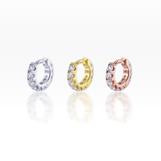 PiercingRoomByJay CZ diamond eternity Huggie Hoop (2mm) เงินแท้