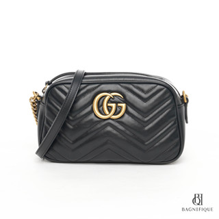 GUCCI MARMONT CAMERA 24 BLACK GG SUPREME MONOGRAM GHW