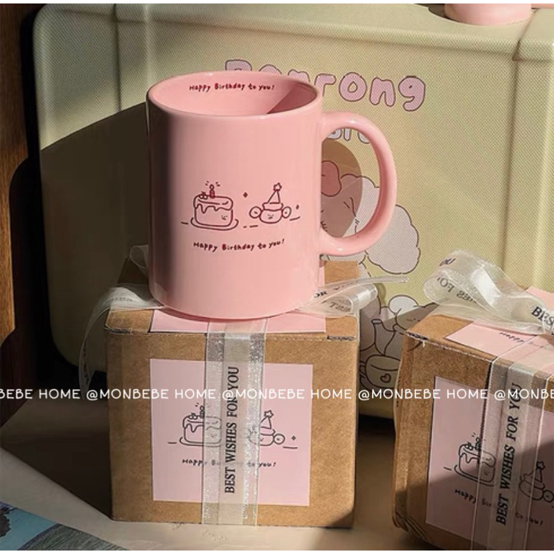 พร้อมส่ง แก้วนม ของขวัญวันเกิด ยินดีที่จะได้รับของขวัญแก้ว