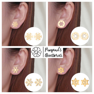 🇹🇭 พร้อมส่ง : ❄️ ต่างหูสไตล์มินิมอลลายเกร็ดหิมะสโนว์เฟล็ค | Snowflake Minimalist Stud Earring.