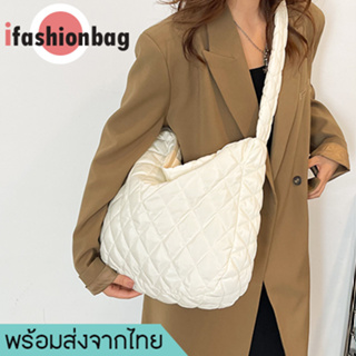 ifashionbag(IF1846) กระเป๋าสะพายไหล่ใบหญ่เป็นผ้าโพลีเอสเตอร์นุ่มๆ