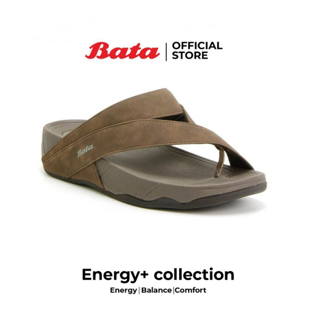 *Best Seller* Bata Energy+ รองเท้าลำลองหูหนีบ ยอดฮิต สวมใส่ง่าย สำหรับผู้ชาย สีน้ำตาล 8716641 size 6-11