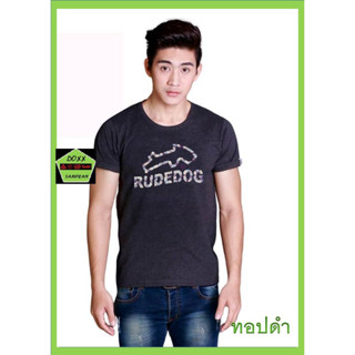 Rudedog เสื้อคอกลม ชาย หญิง สีทอปดำ ร่น Nutsu