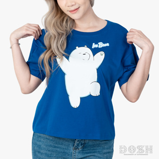 DOSH WOMENS CROPPED TOPS WE BARE BEARS เสื้อยืดทรงครอปหลวม ผู้หญิง FBBWT1030-BU